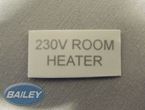 230v Room Heater Label (Silver on Clear)