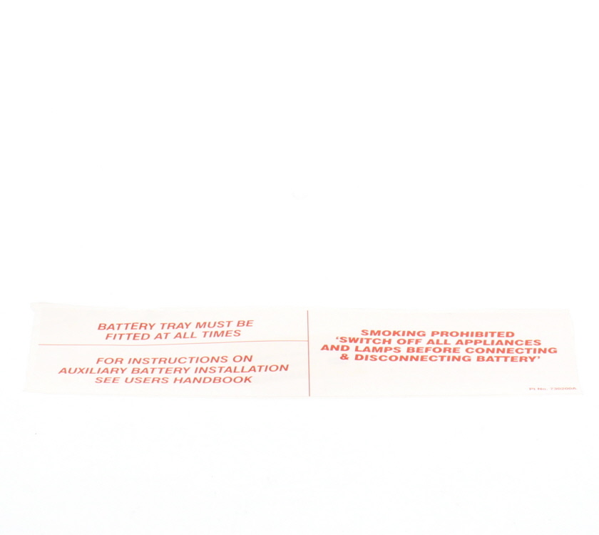 Under Floor Battery Box Warning Label