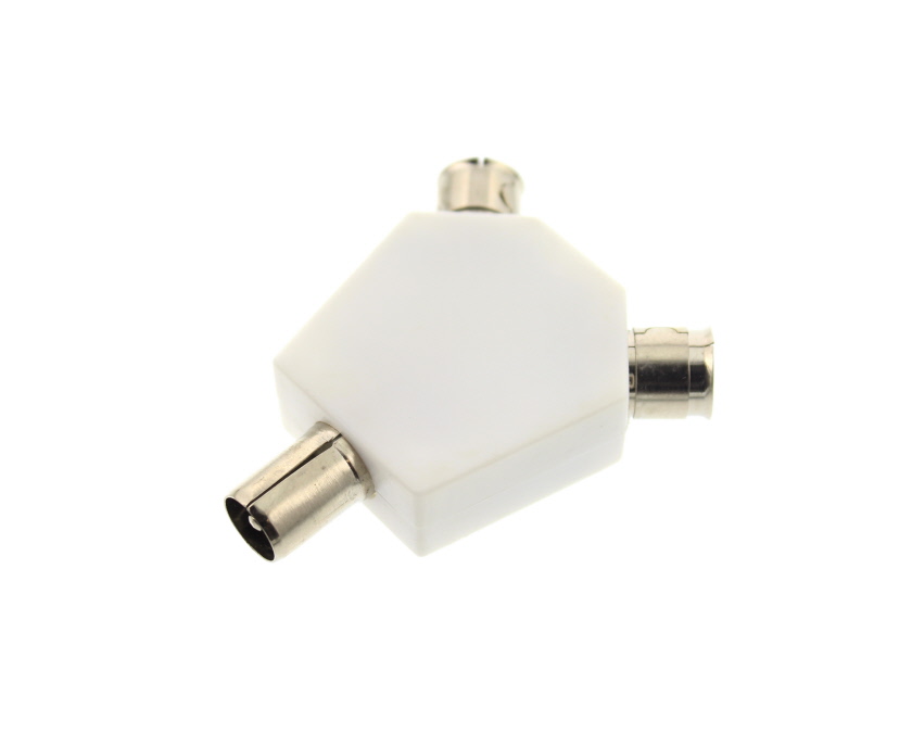 Co-Ax White 3 Way Splitter