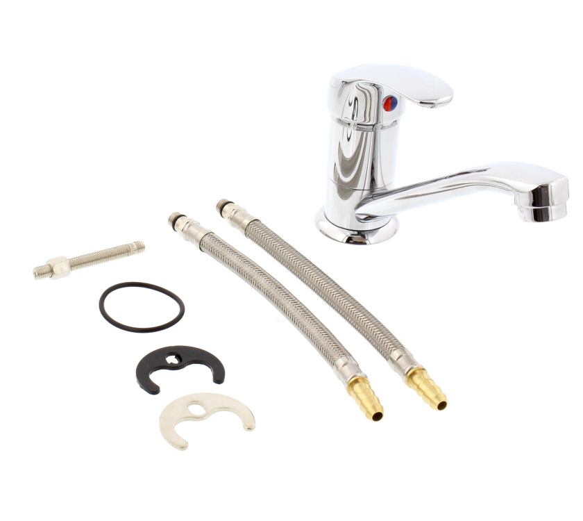 Carafax Chrome Mixer Tap w/Short Flexi Tails L180