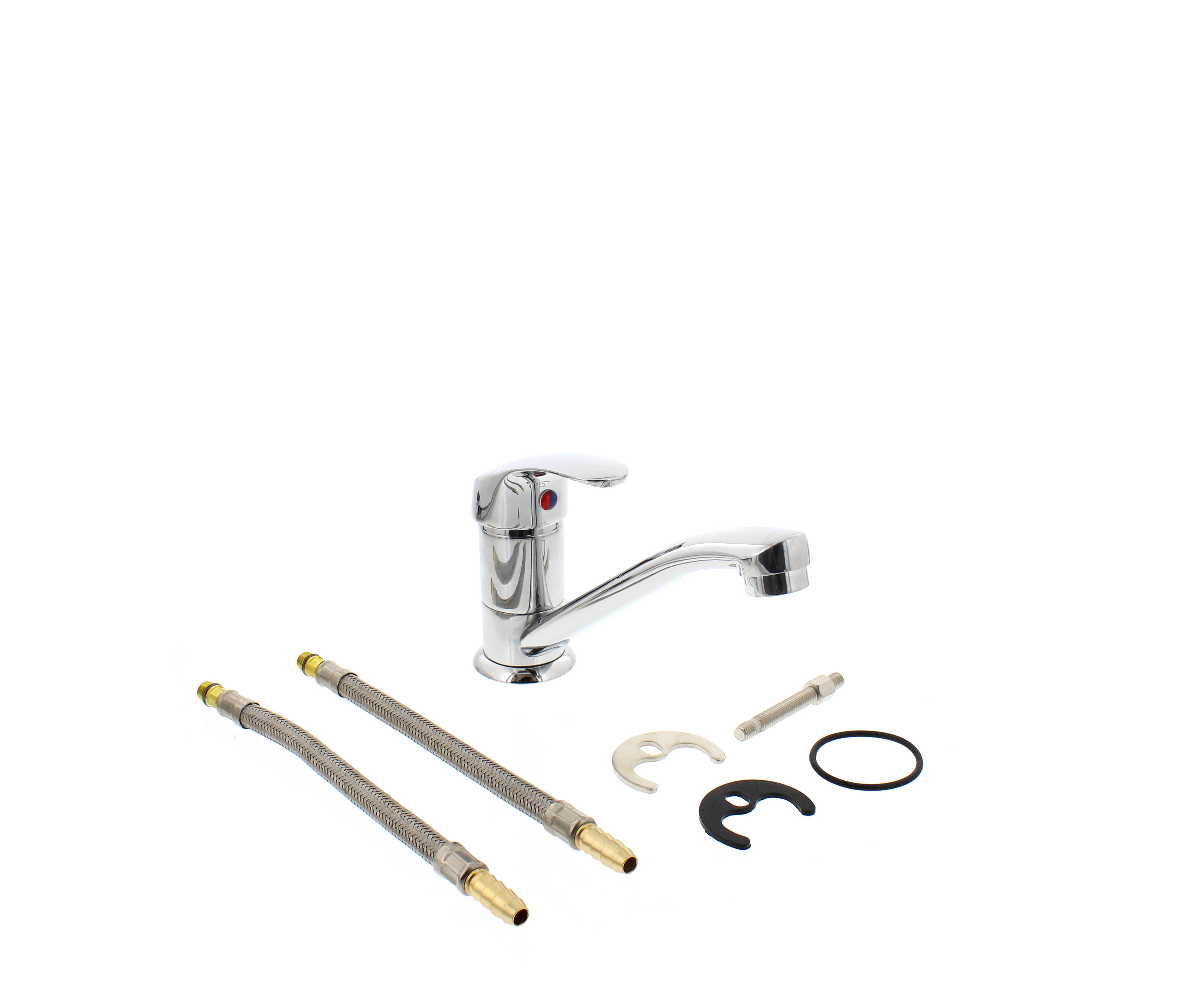 Carafax Chrome Mixer Tap w/Short Flexi Tails L180 PRIMA Leisure