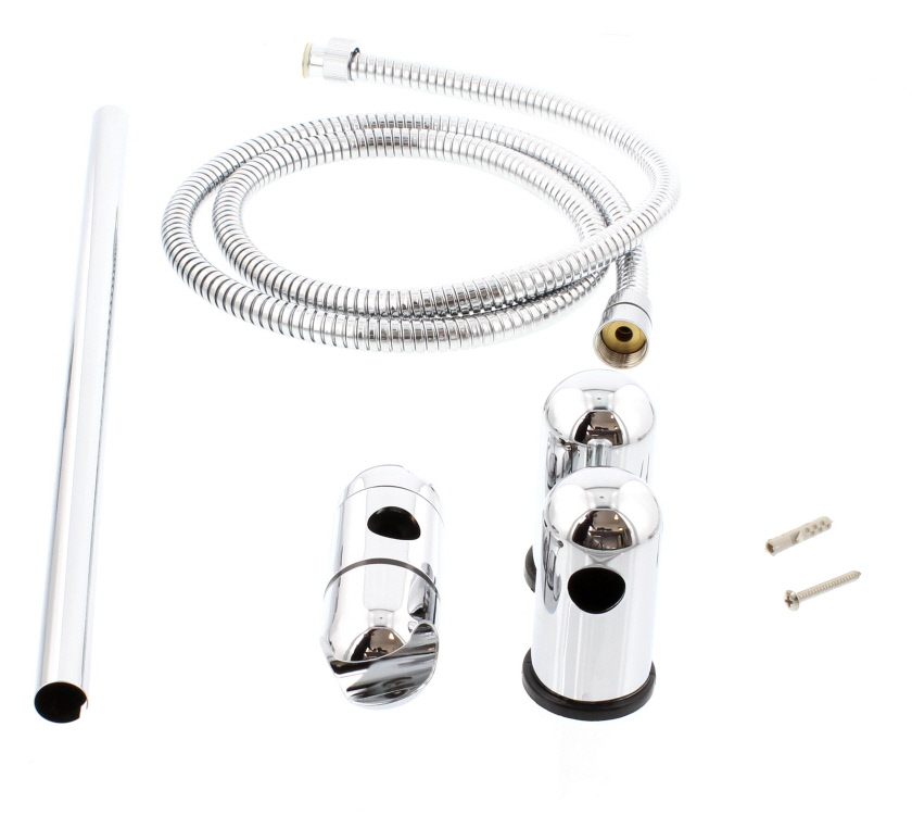 Long Chrome Shower Set with Riser (Without head)
