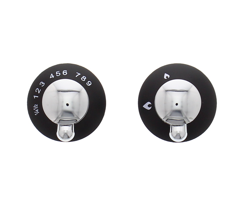 Chrome/Black Oven & Grill Knob Set