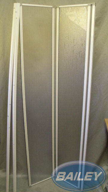 647x1700mm white shower door with aqua panel