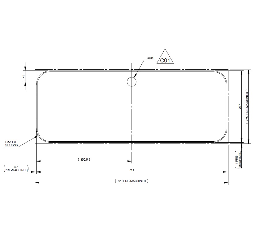 AH3 Door (780x340mm) Infill Panel Grigio Grey