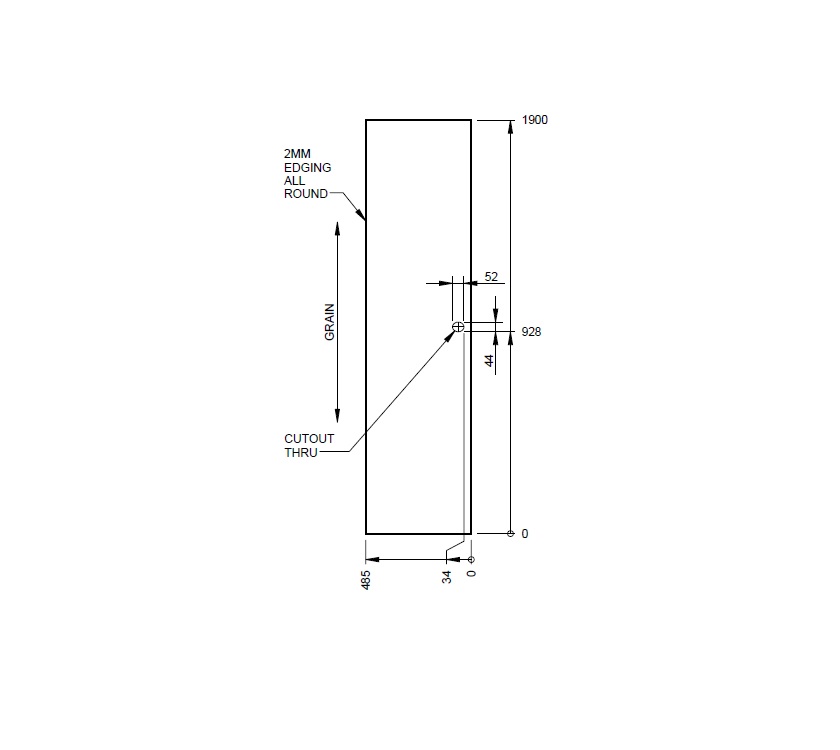 PT2 400/2 TC Washroom Door 1908x495x26 mm