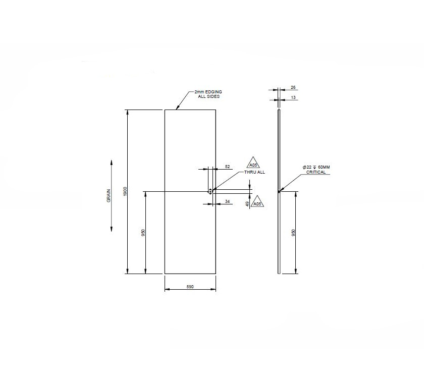 UN4 PS6 TC Washroom Door 590x1900mm