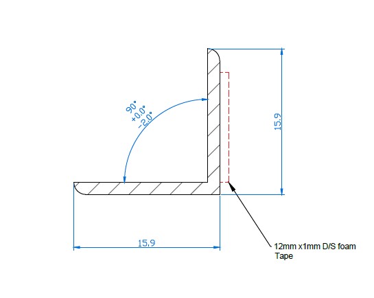 1600 x 16 x 16mm PVC Angle Extrusion White
