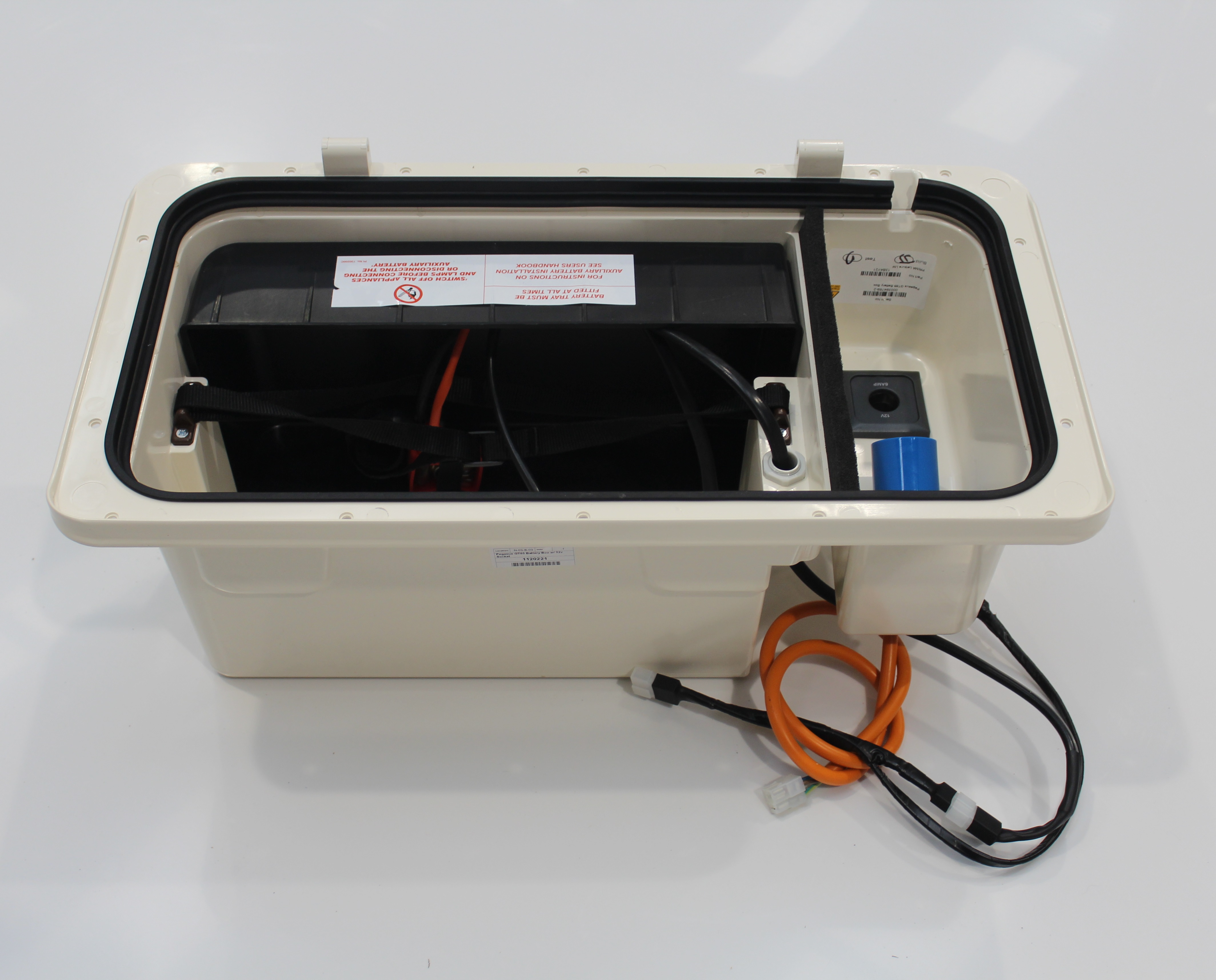 Pegasus GT65 Battery Box w/ 12v Socket - White