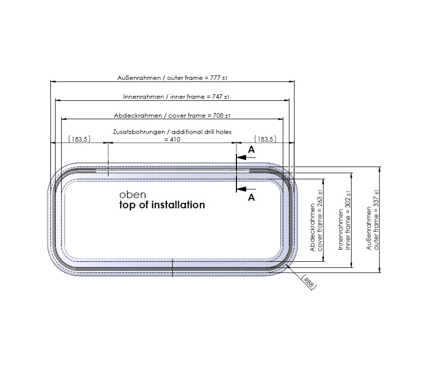 340x780mm Exterior Locker Door Frame