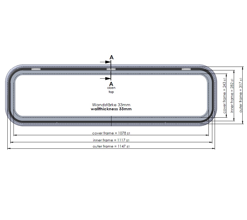 AH2 Fixed Bed Exterior Locker Door 1100 x 320 mm