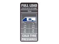 Approach Autograph II 75-4 Tyre Pressure Label