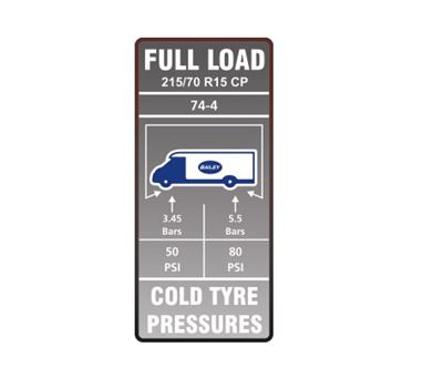AE2 74-4 Tyre Pressure Label