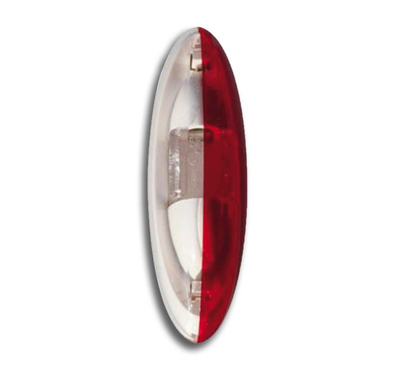Oval Side Marker Light Clear/Red - Grey Backed 126x41mm (37mm depth)