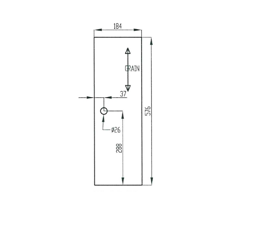 PS4 Brindisi Flat Door w/Hole 576x184mm Mendip Ash