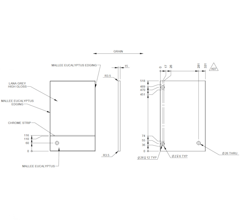 AE2 AL1 R/H Kitchen Locker Door (Gloss)