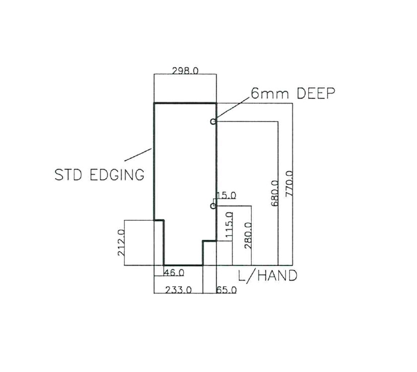 Uni III Val Bar Car Mad Vig Vanity Unit L/H Panel