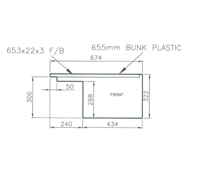 Pur 540/5 Centre Dinette Rear Facing Bunk Facia
