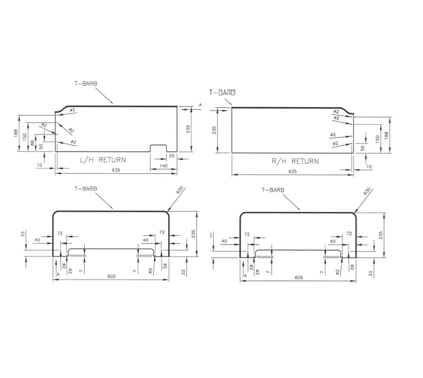 Pursuit 540/5 Bunk Retainers (Fall Out Boards)