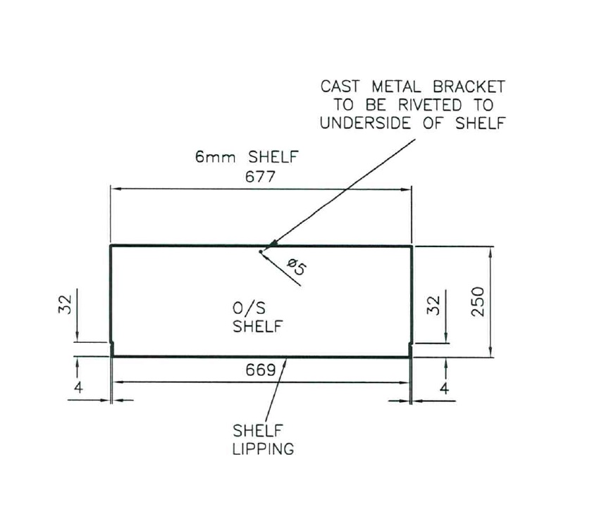 Pursuit II 550-4 O/S Rear Locker Centre Shelf