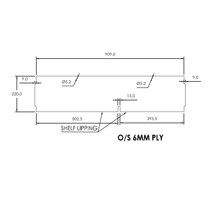 Peg IV Ver Rim Bri Front O/S Locker 6mm Shelf