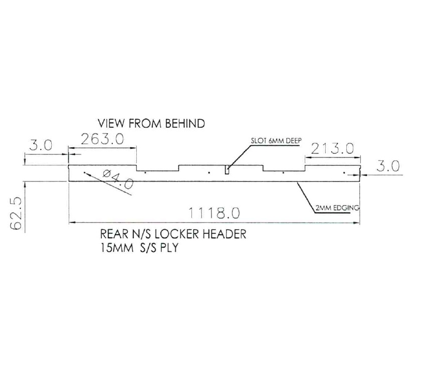 Read more about Peg IV Modena Rear N/S Locker Header 1118x62x15mm product image