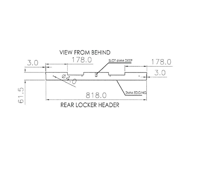Read more about Peg IV Modena Rear Locker Header 818x61x15mm product image