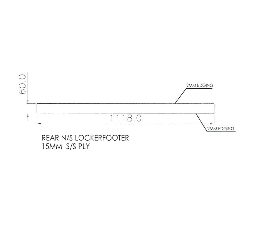Peg IV Modena Rear N/S Locker Footer 1118x60x15mm