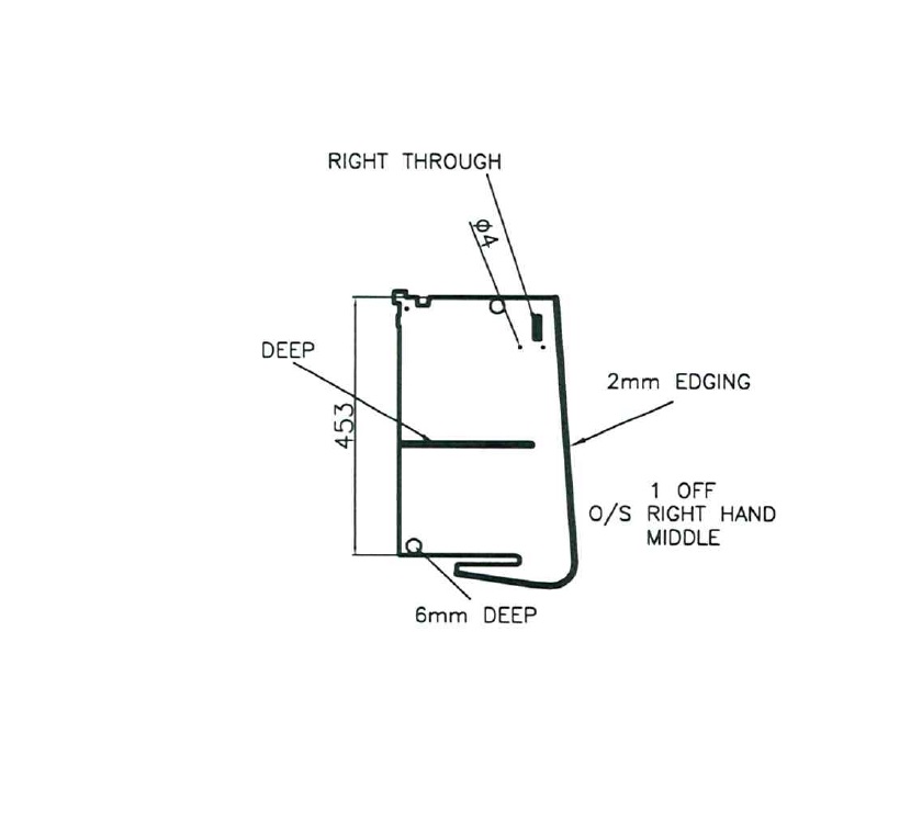 Pursuit 550/4 O/S R/H Rear Top Locker Divider