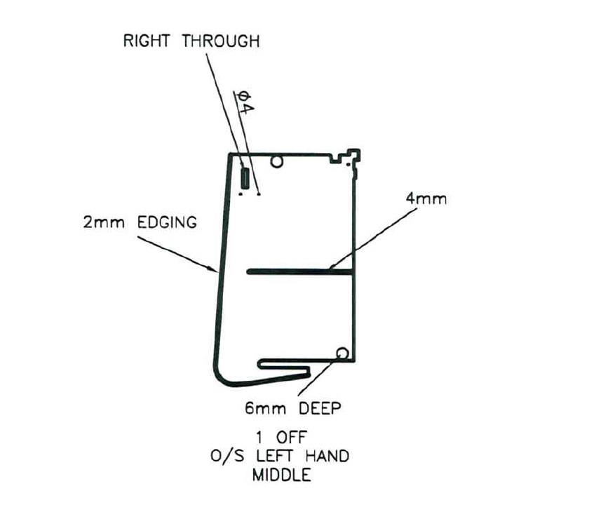 Pursuit 550/4 O/S L/H Rear Top Locker Divider