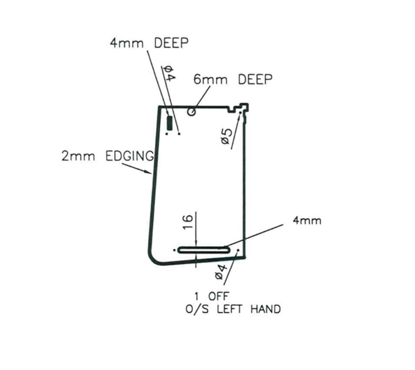 Pursuit 550/4 O/S L/H Rear Top Locker End Panel