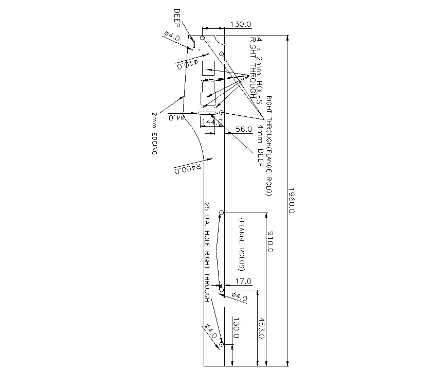 PT1 540/5 Side Dinette Full Height L/H End Panel