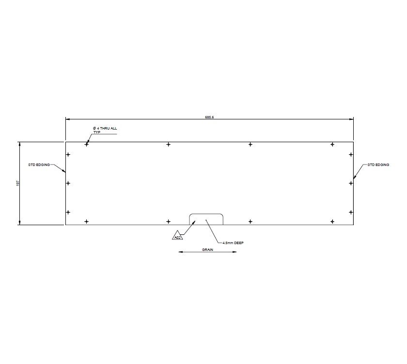 AH2 Kitchen Cutlery Drawer Base Panel w/ Cut Out