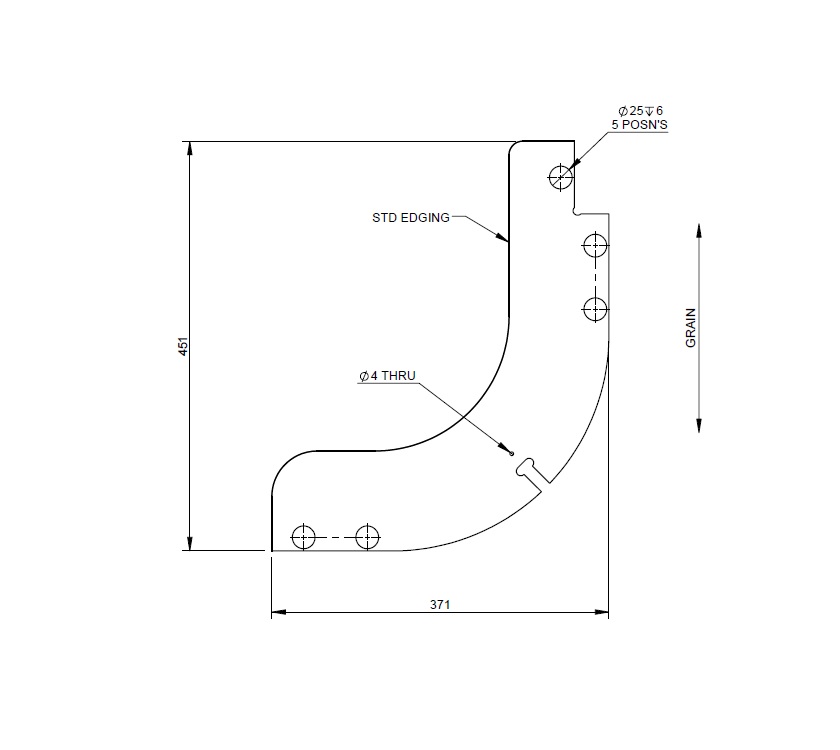 UN4 Val Bar Bed Curved Corner Support