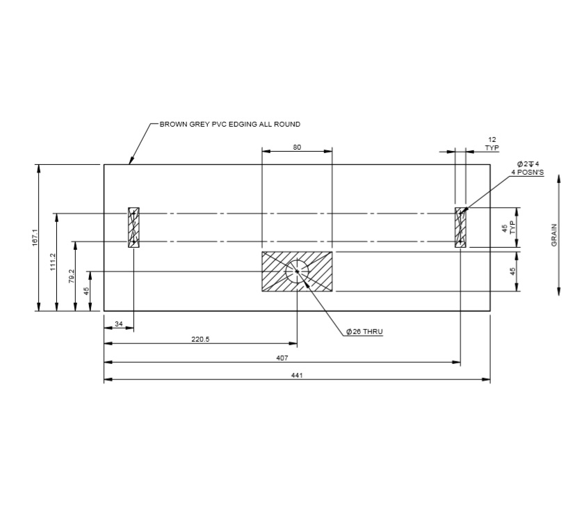 AH2 75-2 75-4 Robe Drawer Face 441x167mm (A03)