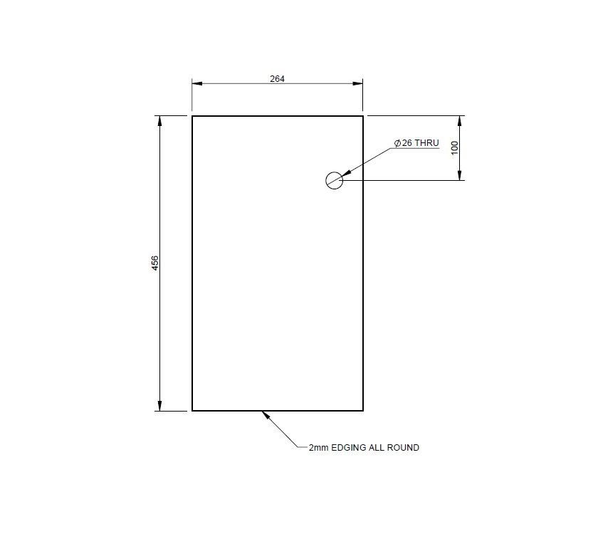 UN3 Pam Cab Rear O/S Robe Lower Door 456 x 264mm