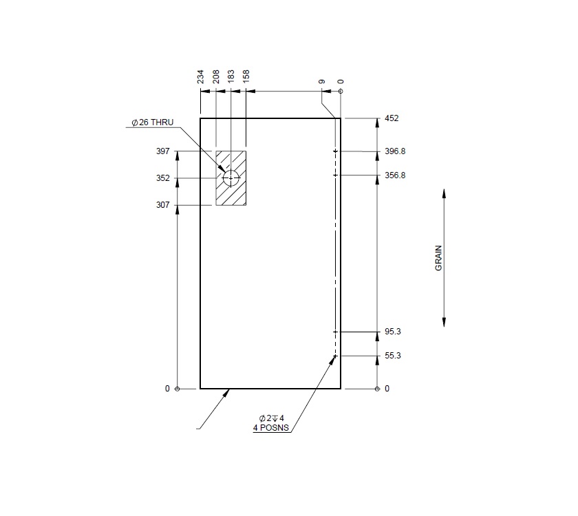 UN4 Car/Vig L/H Rear Lower Robe Door 234x452 mm