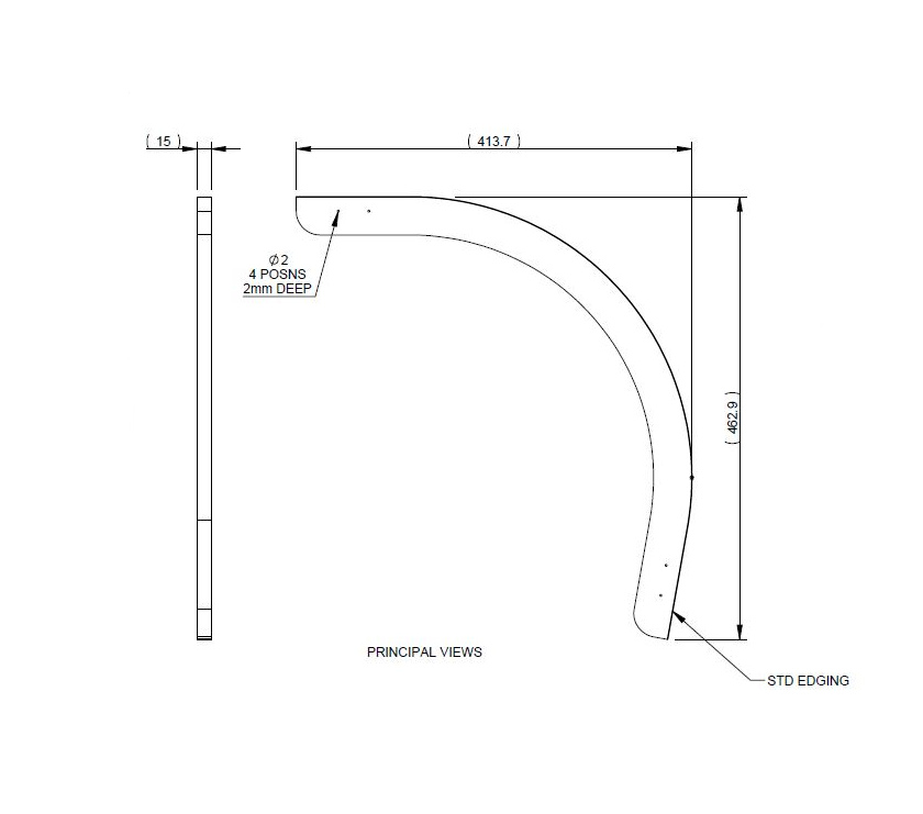 AE2 706 Drop Down Bed Curved Fallout Protector