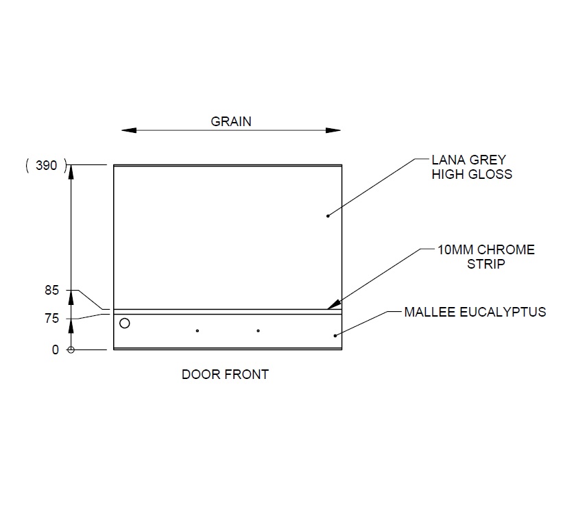 UN4 Upper Locker Door 390 x 480mm w/ Catch Hole