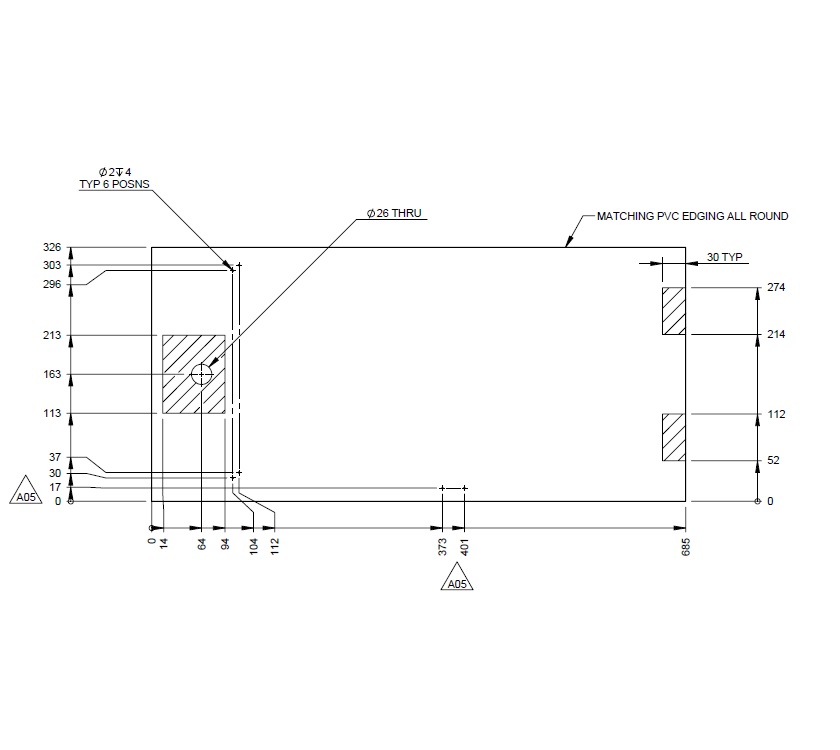 UN4 Bathroom Cupboard Door 326x685 mm