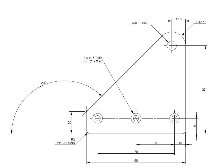 AH2 79-4 DAY BED RECLINE FRAME MTG BRACKET L/H