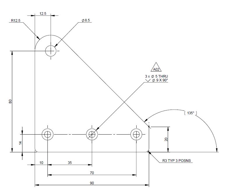 AH2 79-4 DAY BED RECLINE FRAME MTG BRACKET R/H