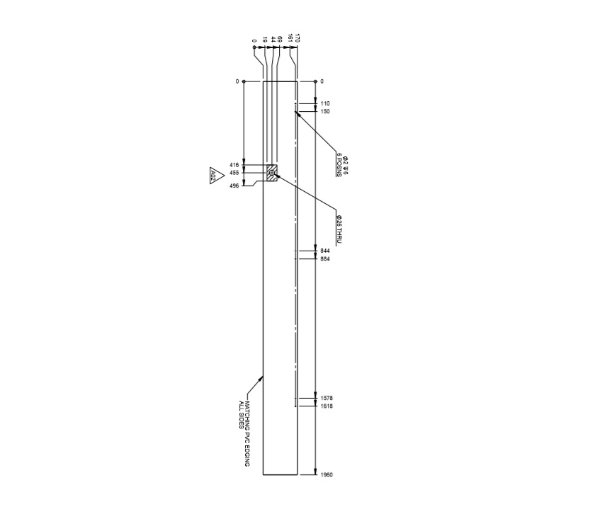 AE2 74-2 & 74-4 Table Store Door 1960x170x15mm A02