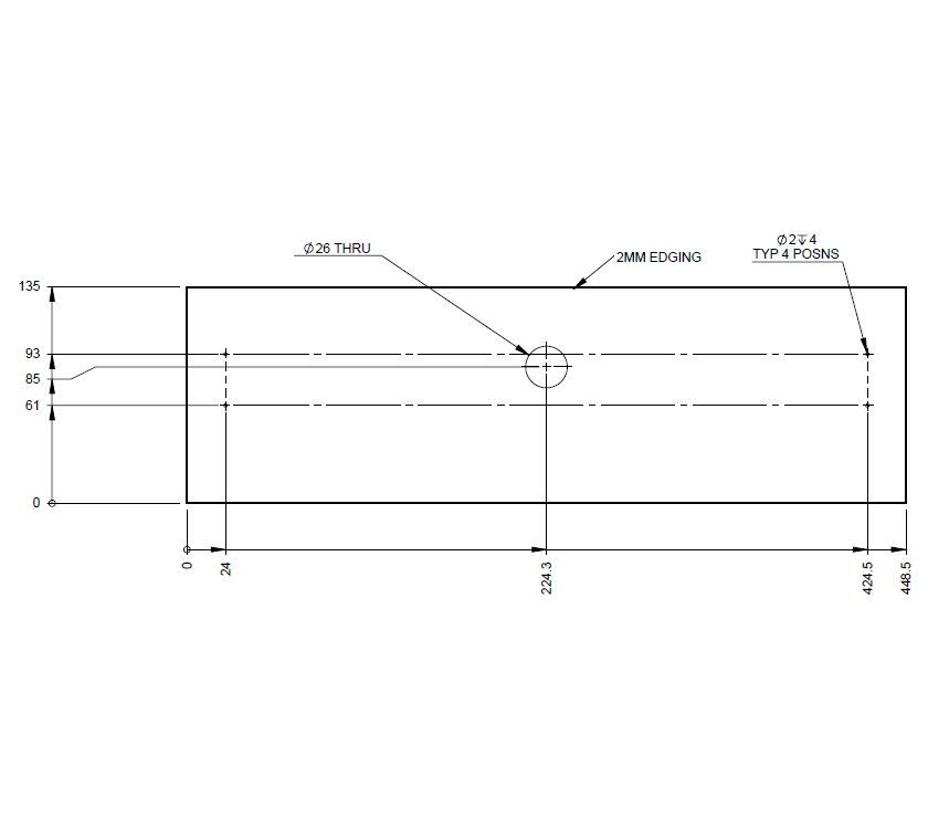 AE2 Kitchen Drawer Face 448x135x15mm
