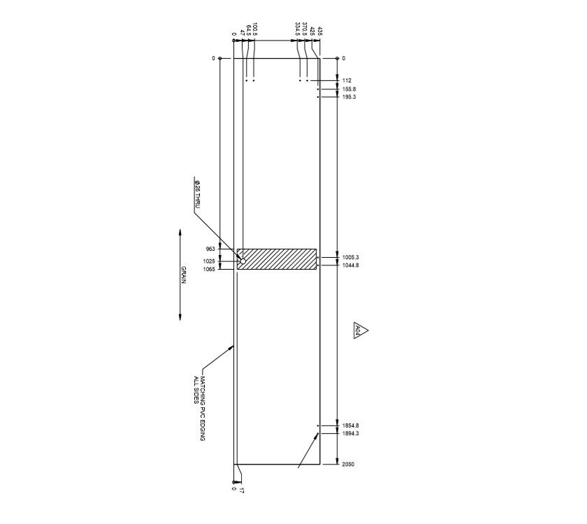 AE2 AE1 70-6 Robe Door 2050x435x15mm (Rev A04)