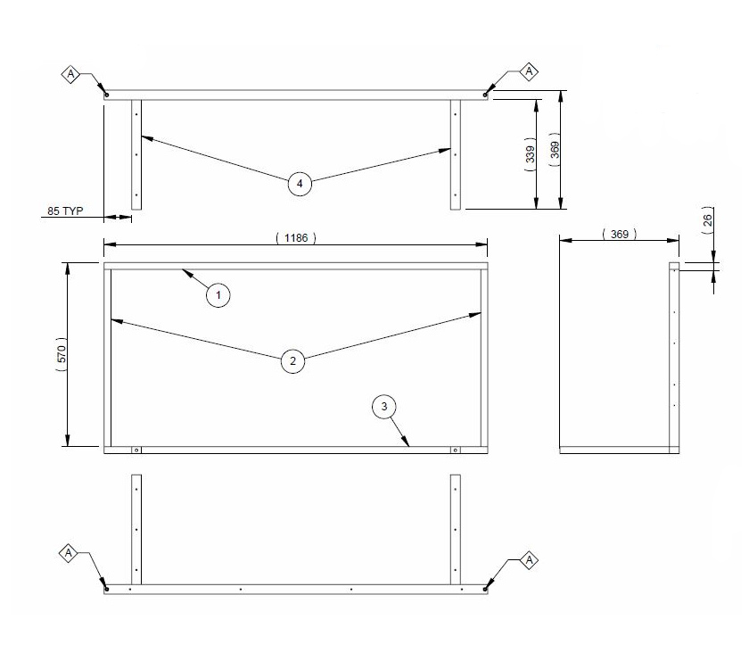 AE2 STD O/S Lounge Bunk Slide Frame Base