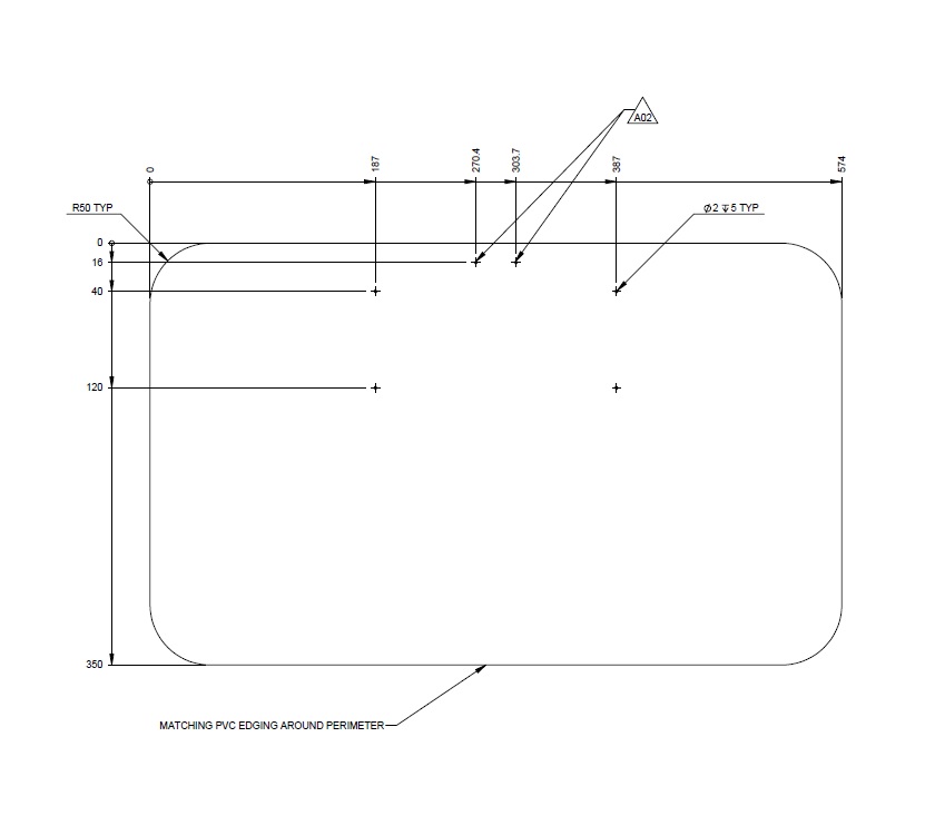 AE2 66-2 70-6 Dinette Table Ext. 574x350x22 (A03)
