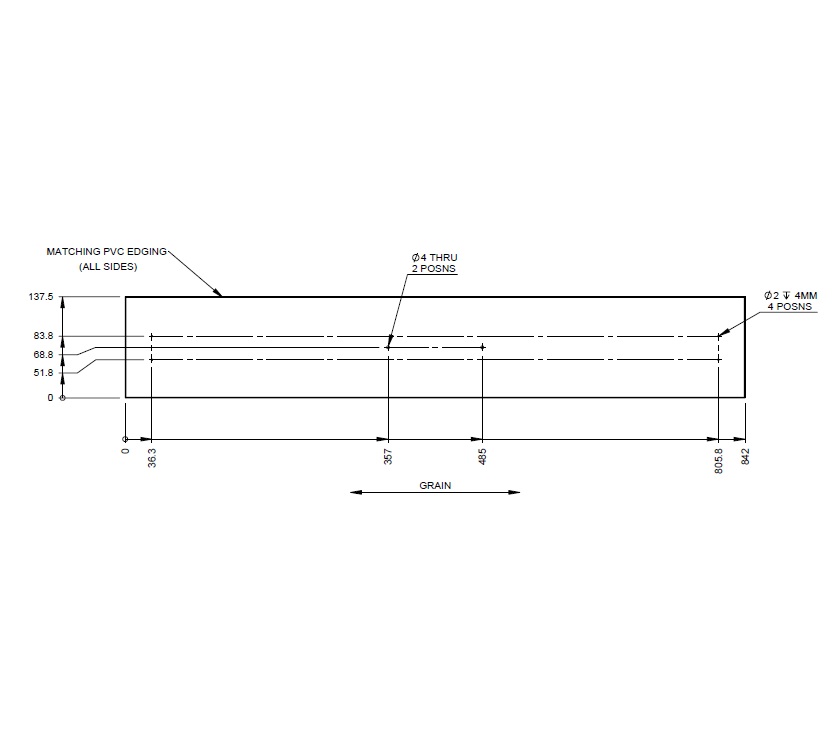 PS6 COD Drawer Face 842x138x15mm (Revision A04)