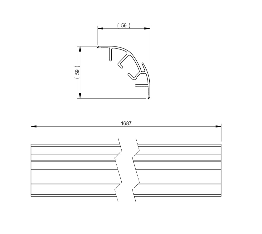AH3 Front Vertical Interface Rail 1687mm - White