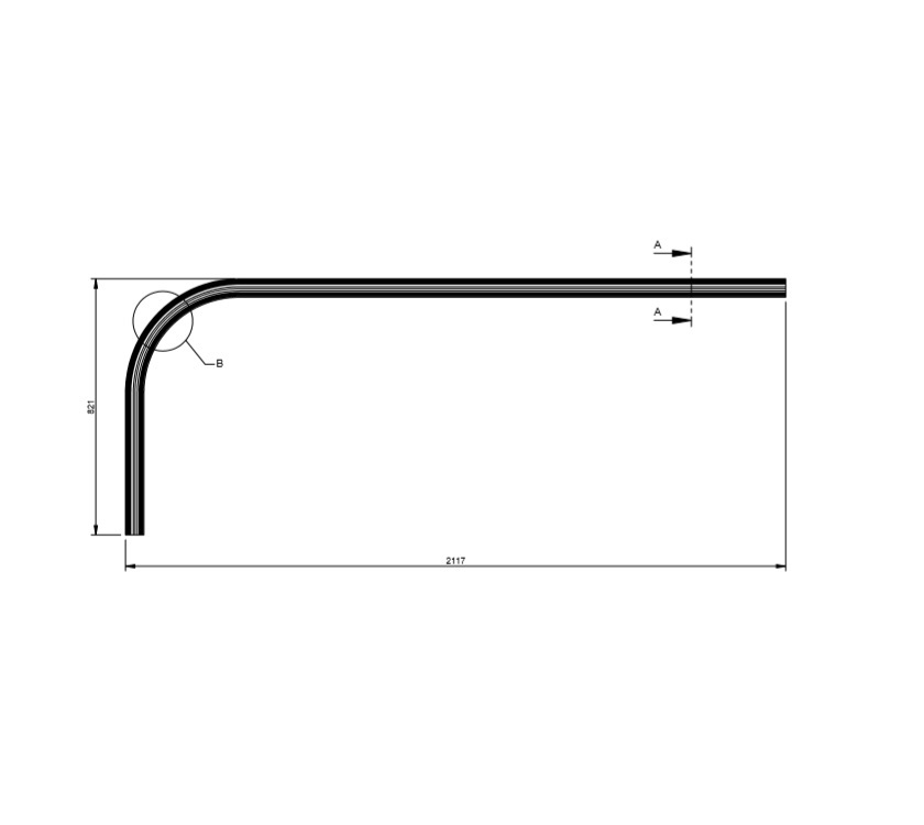 AH3 O/S Rear Curved Rail - White